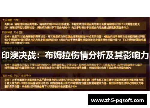 印澳决战：布姆拉伤情分析及其影响力